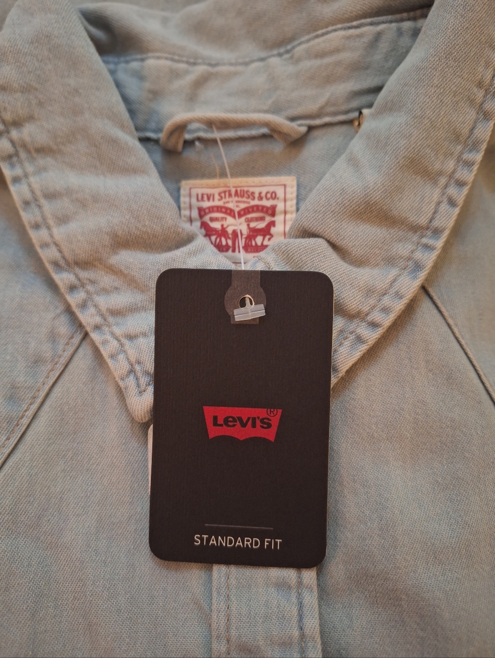 Levi's Light Wash Denim Western Snap Button Down Shirt 100% Cotton Shacket - Picture 9 of 14